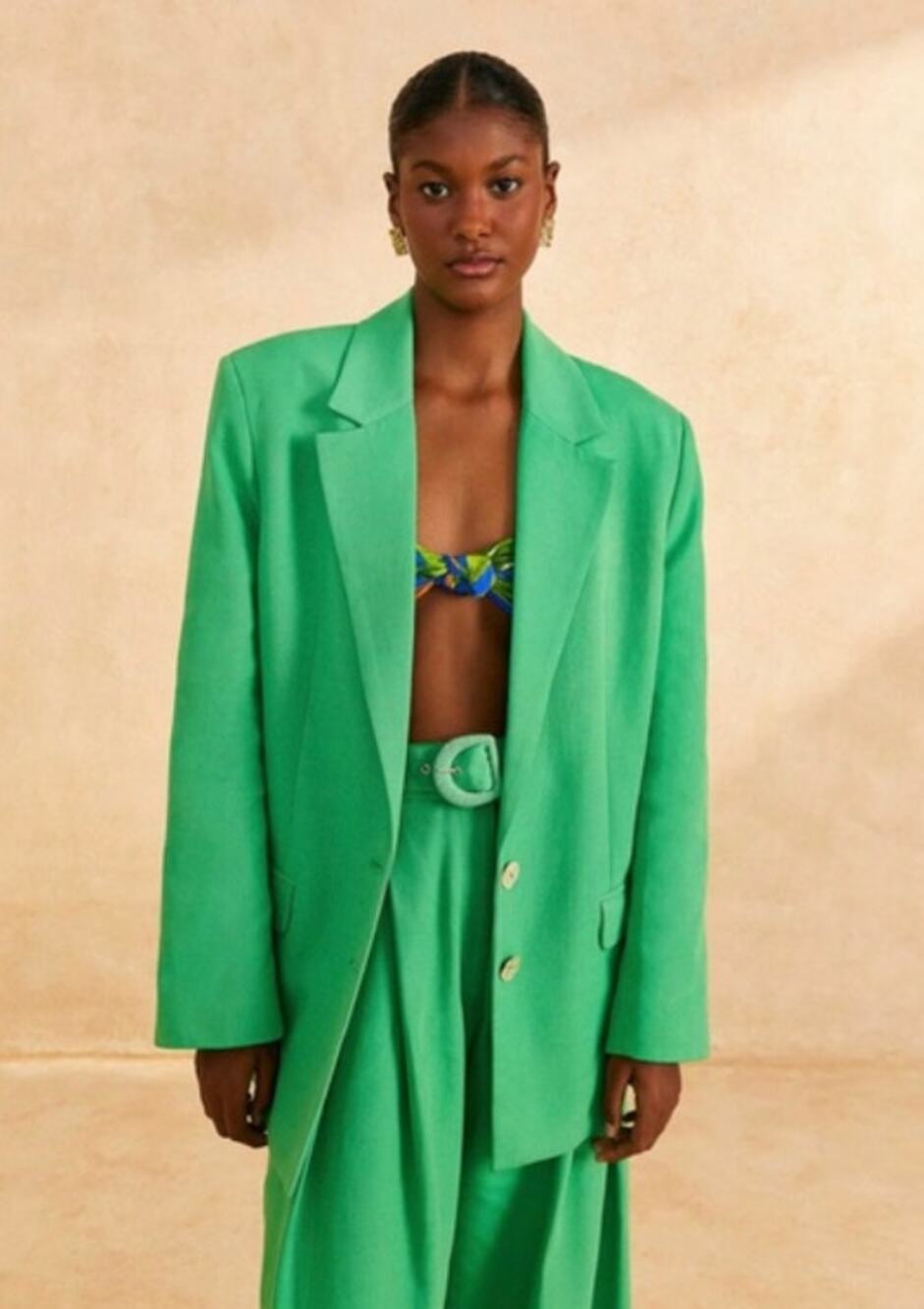 FARM RIO Bright Green Blazer Large NWT